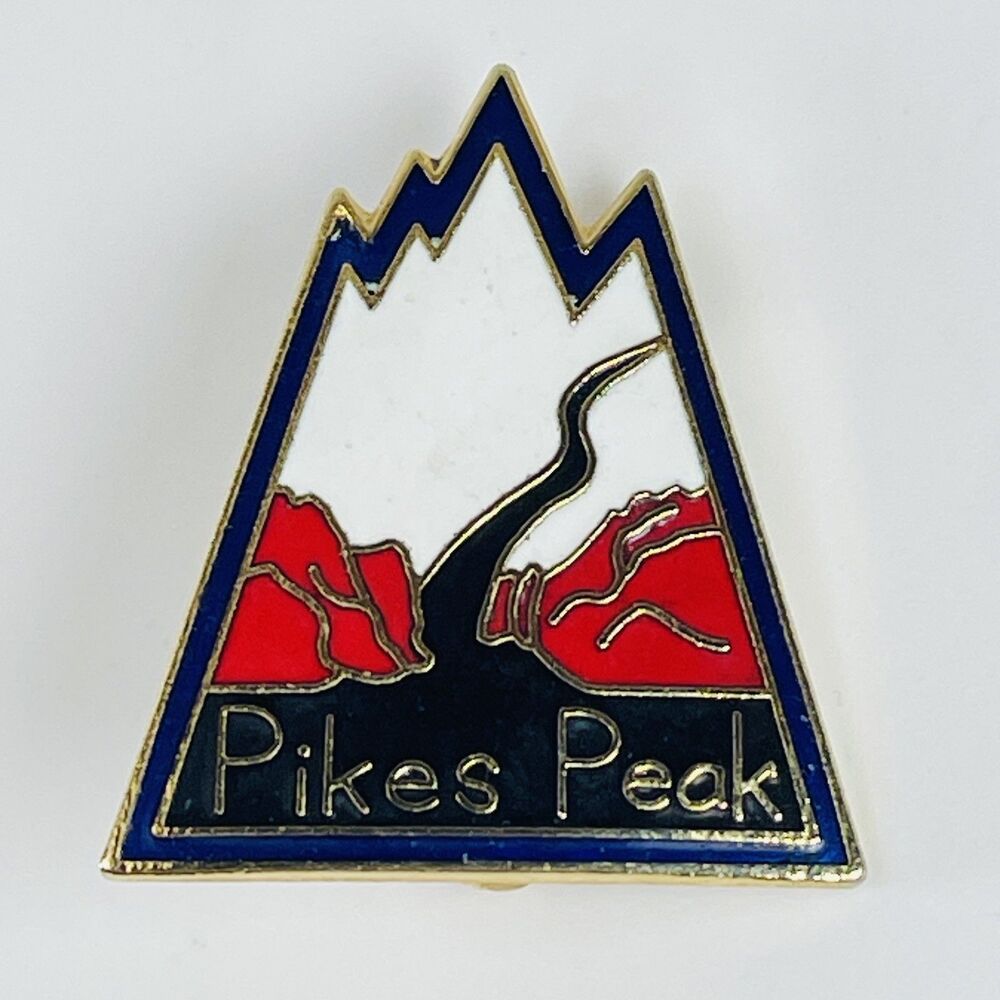 Vintage Pikes Peak Colorado Mountain Souvenir Travel Enamel Pinback Lapel Pin